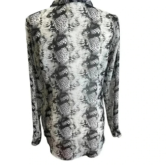 CAbi Sheer Button Down Long-sleeve Snakeskin Python Blouse S - Picture 3 of 6